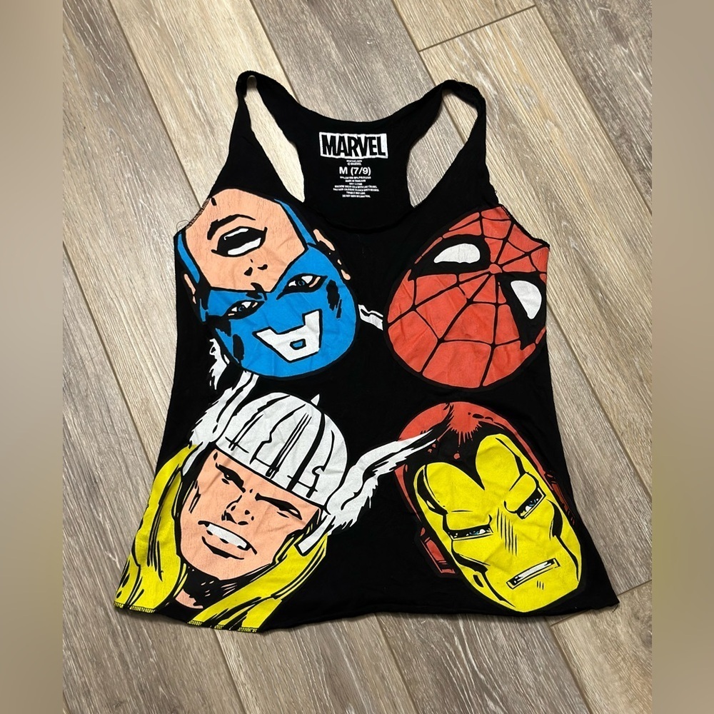 #8)  Marvel black tank top size medium (7/9) New condition.
